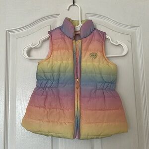 Juicy Couture Girls Zip Up Rainbow Puffer Vest Size 3T